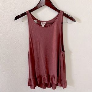 Women's Sleeveless Ruffle Hem Top - Mauve